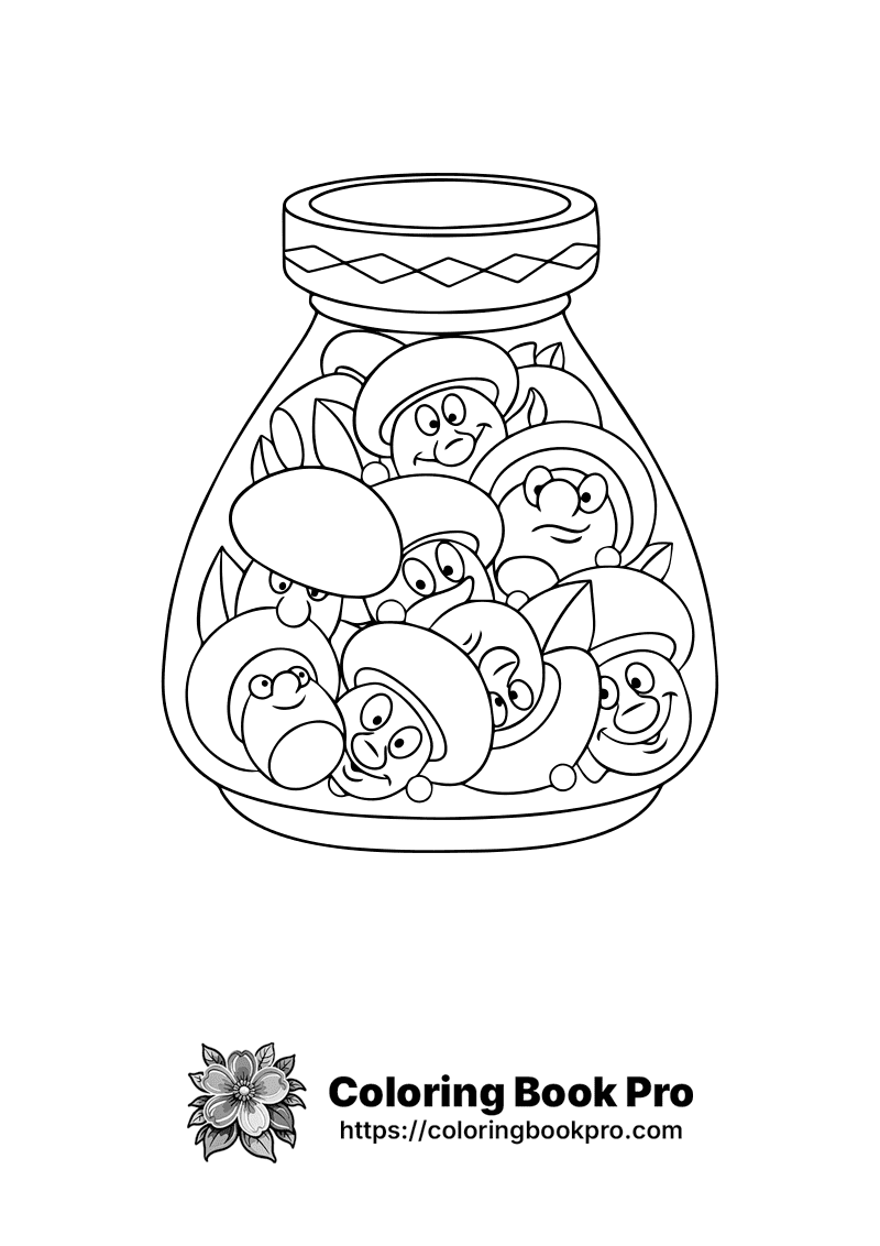 A jar filled with fruit with smiling faces. icon