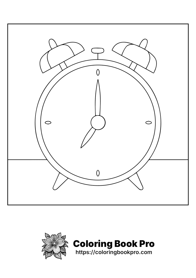 A black and white drawing of a clock. icon