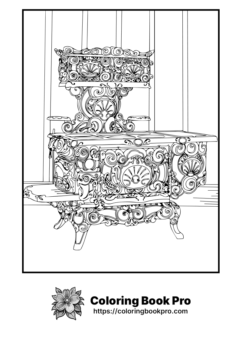 A black and white drawing of a three tiered dresser. icon