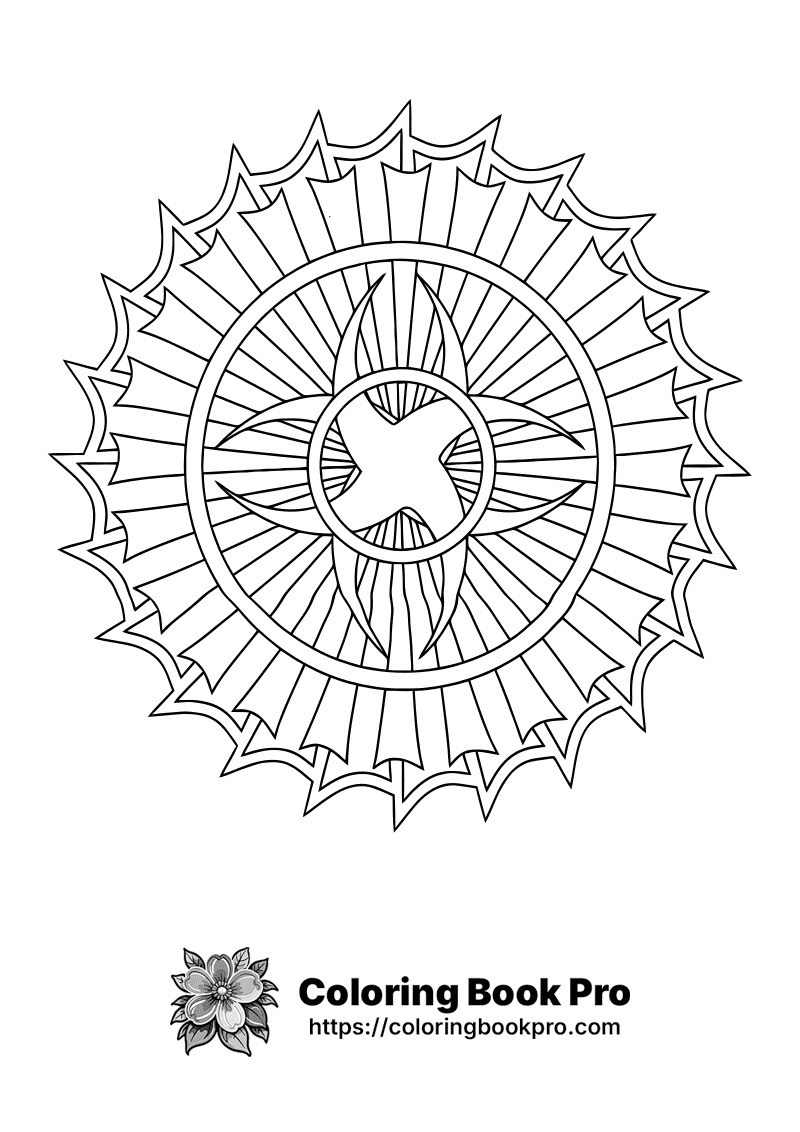 A black and white image of a circle with a bird in the center. icon