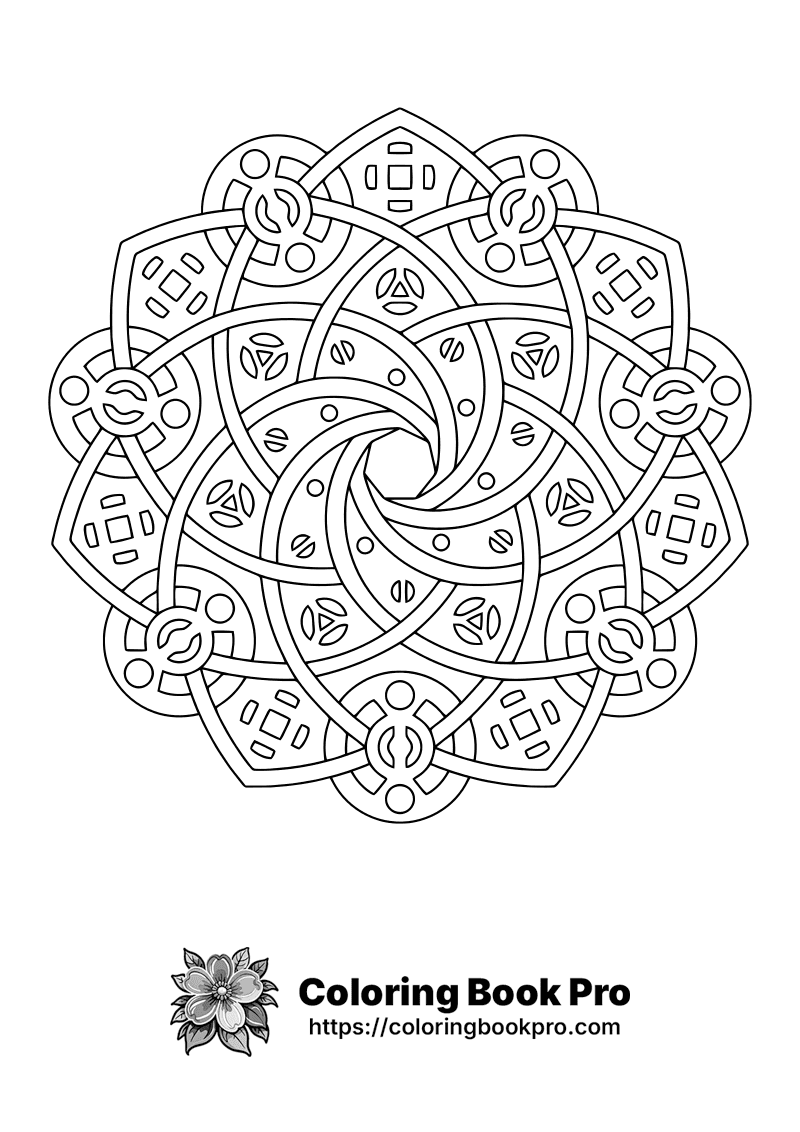 A black and white image of a circle of shapes. icon