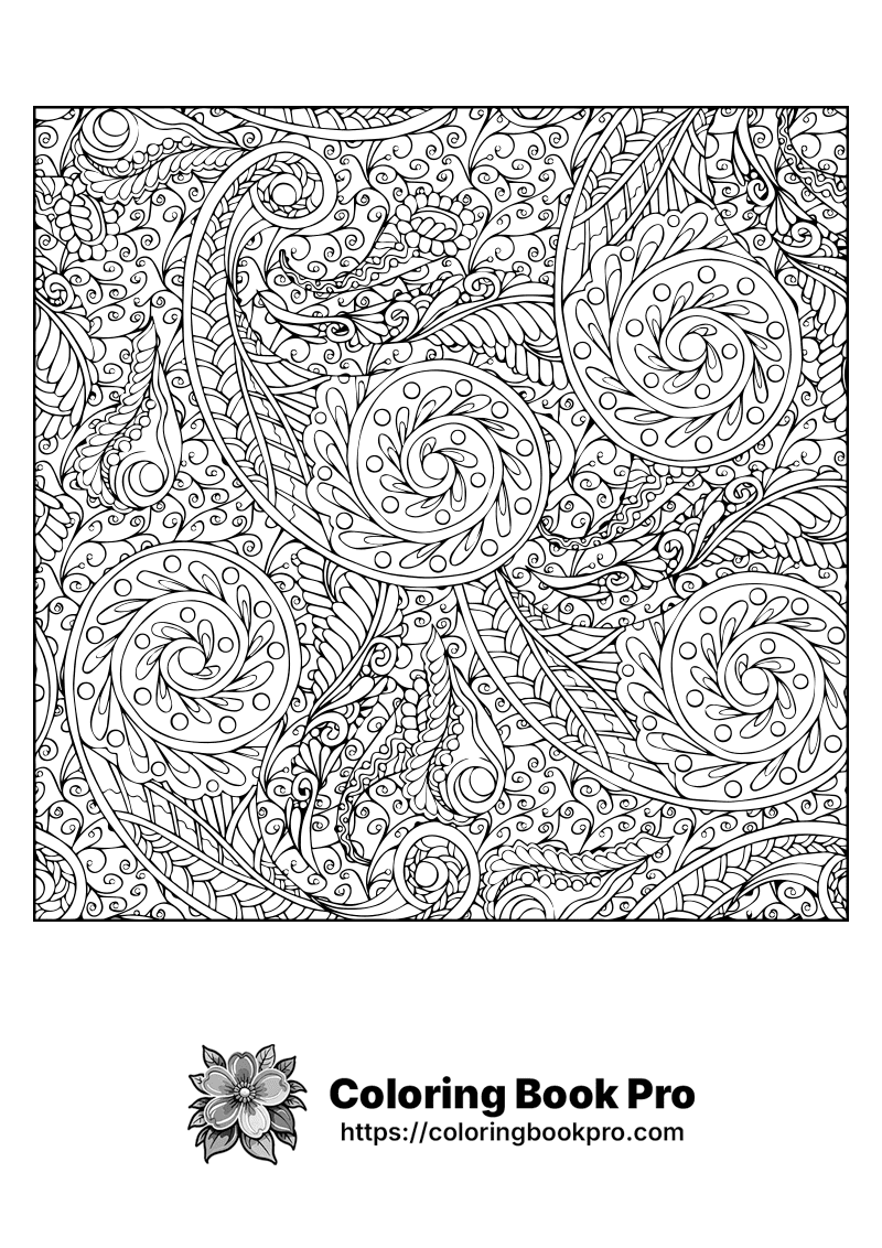 A coloring page with black and white floral designs. icon