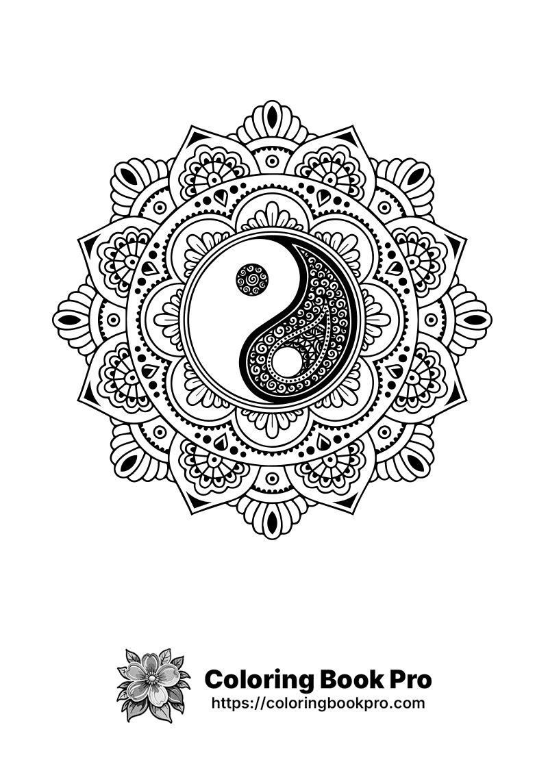 A black and white drawing of a yin yang symbol. icon