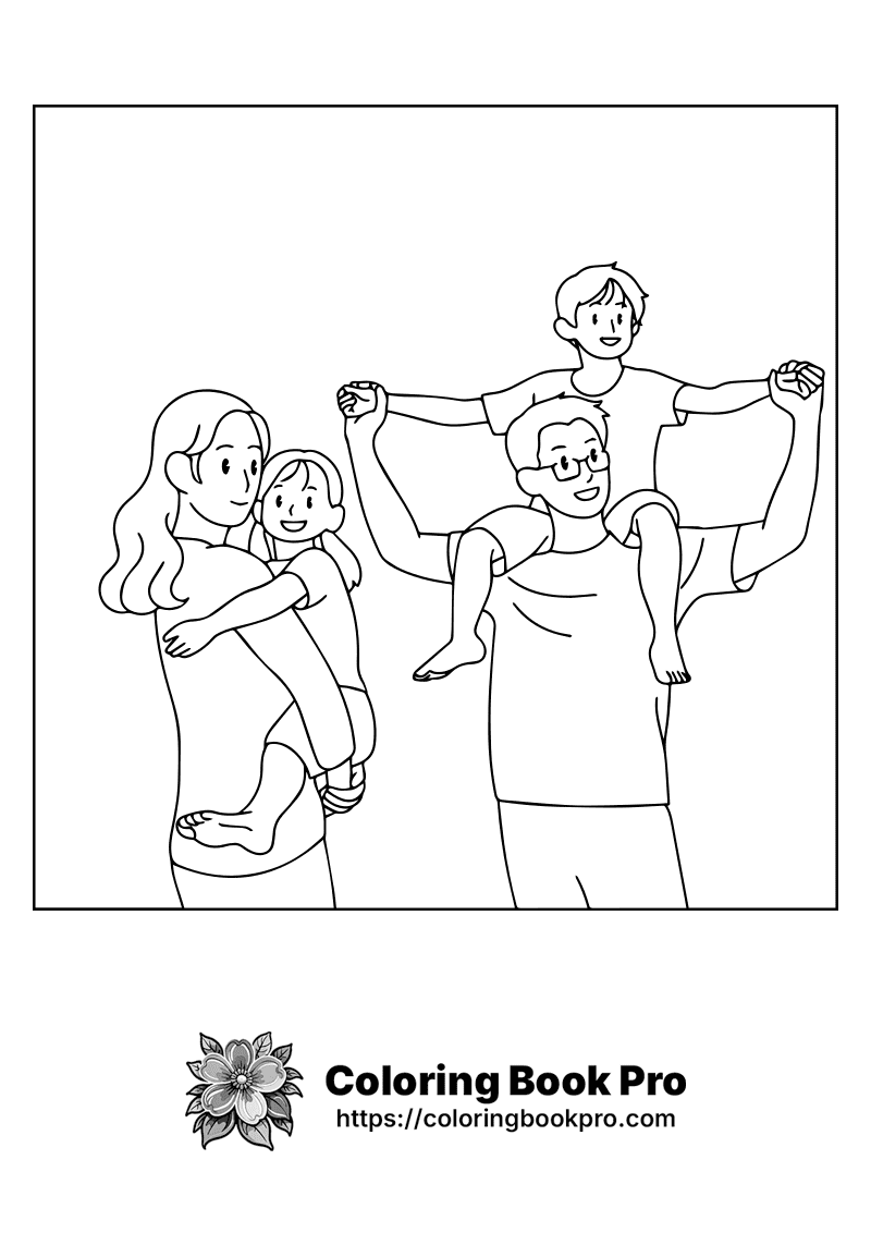 A black and white picture of a family. icon