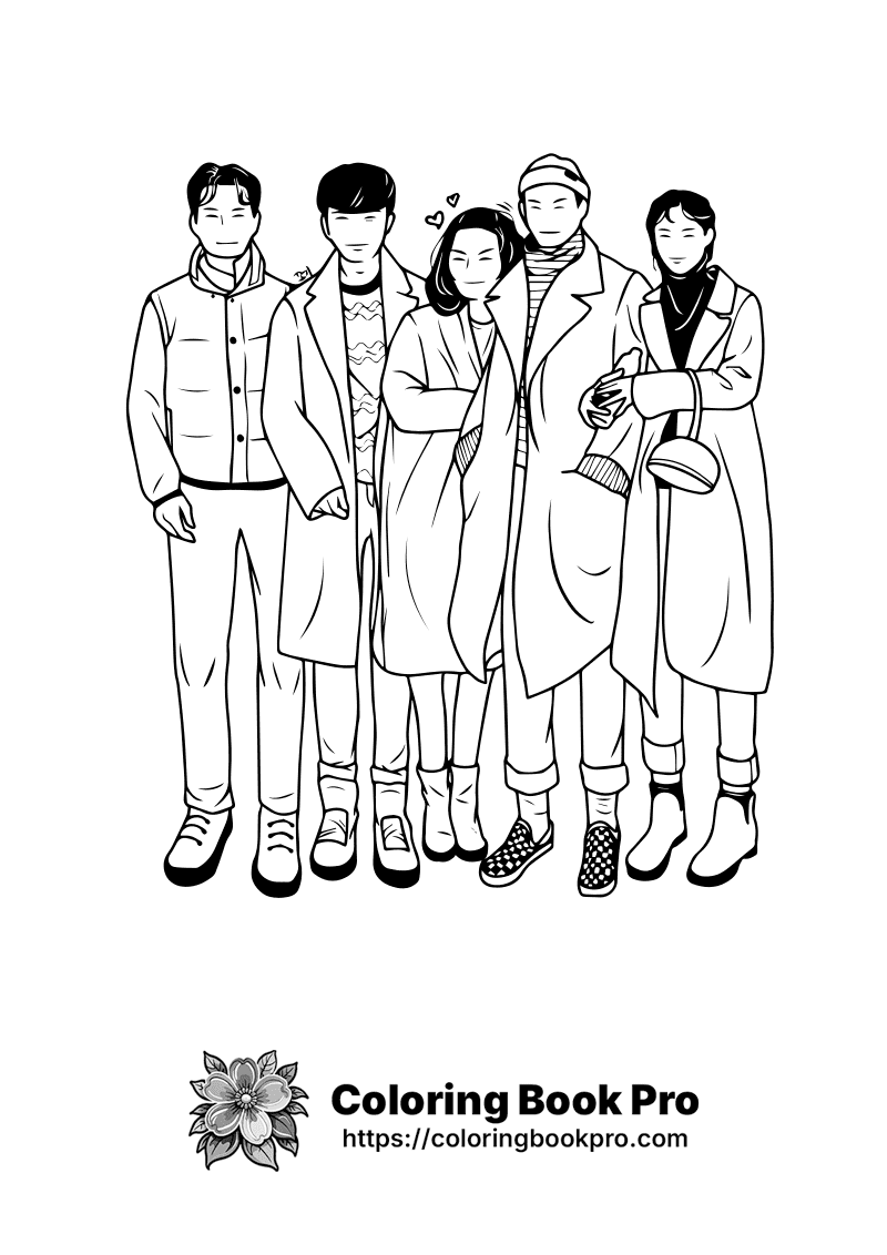 A black and white picture of a group of people. icon