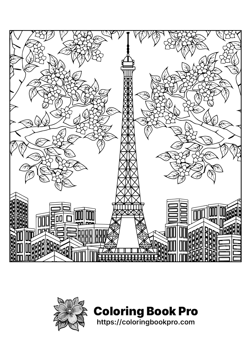 A black and white drawing of the Eiffel tower. icon