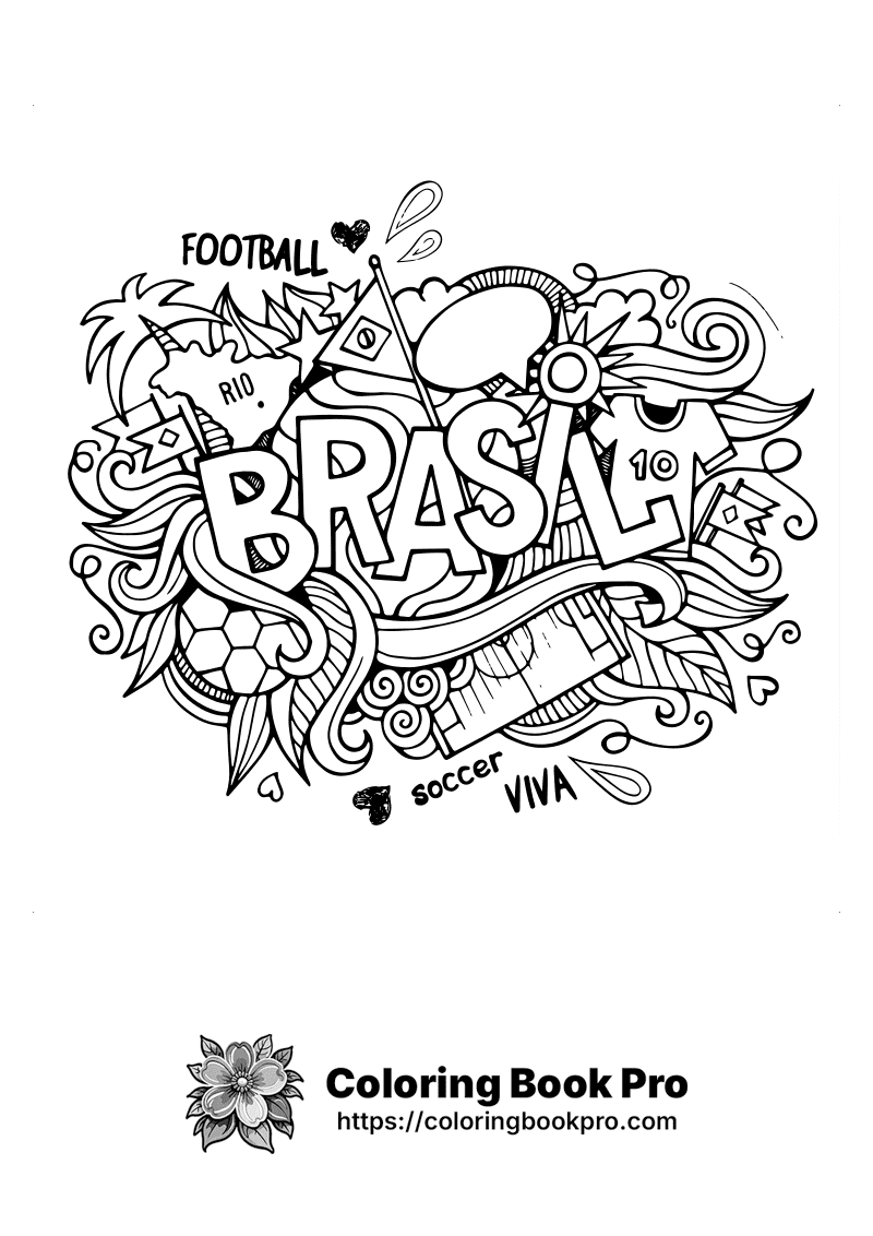 A black and white drawing of a soccer team in Brazil. icon