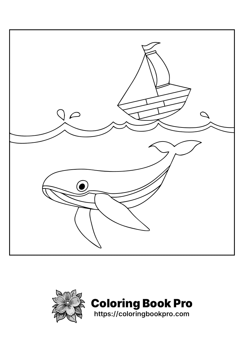 A whale and a boat in the ocean. icon