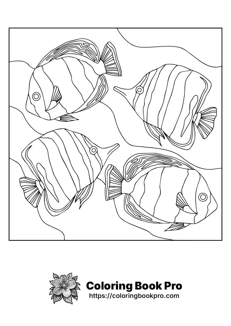 A black and white picture of four fishes. icon