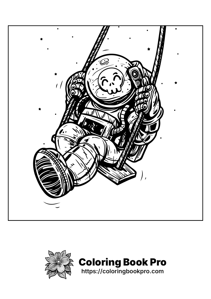 A black and white drawing of an astronaut in space. icon