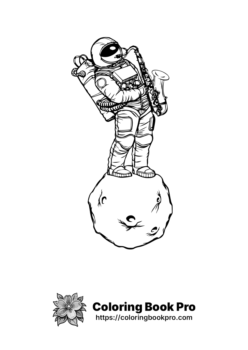 A black and white drawing of an astronaut. icon