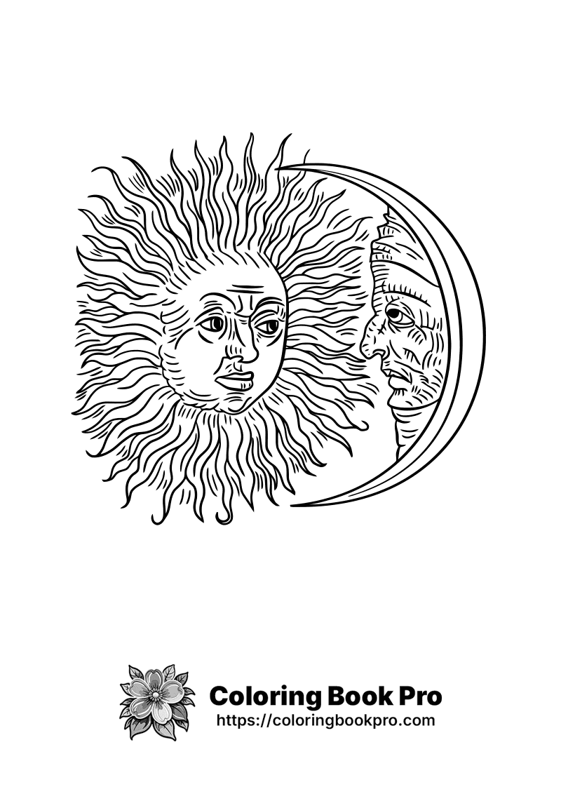 A drawing of a sun with a face on it. icon
