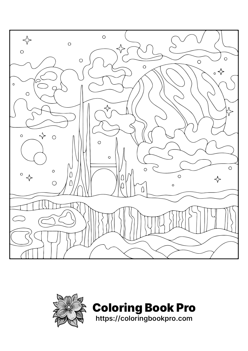 A black and white picture of a landscape. icon