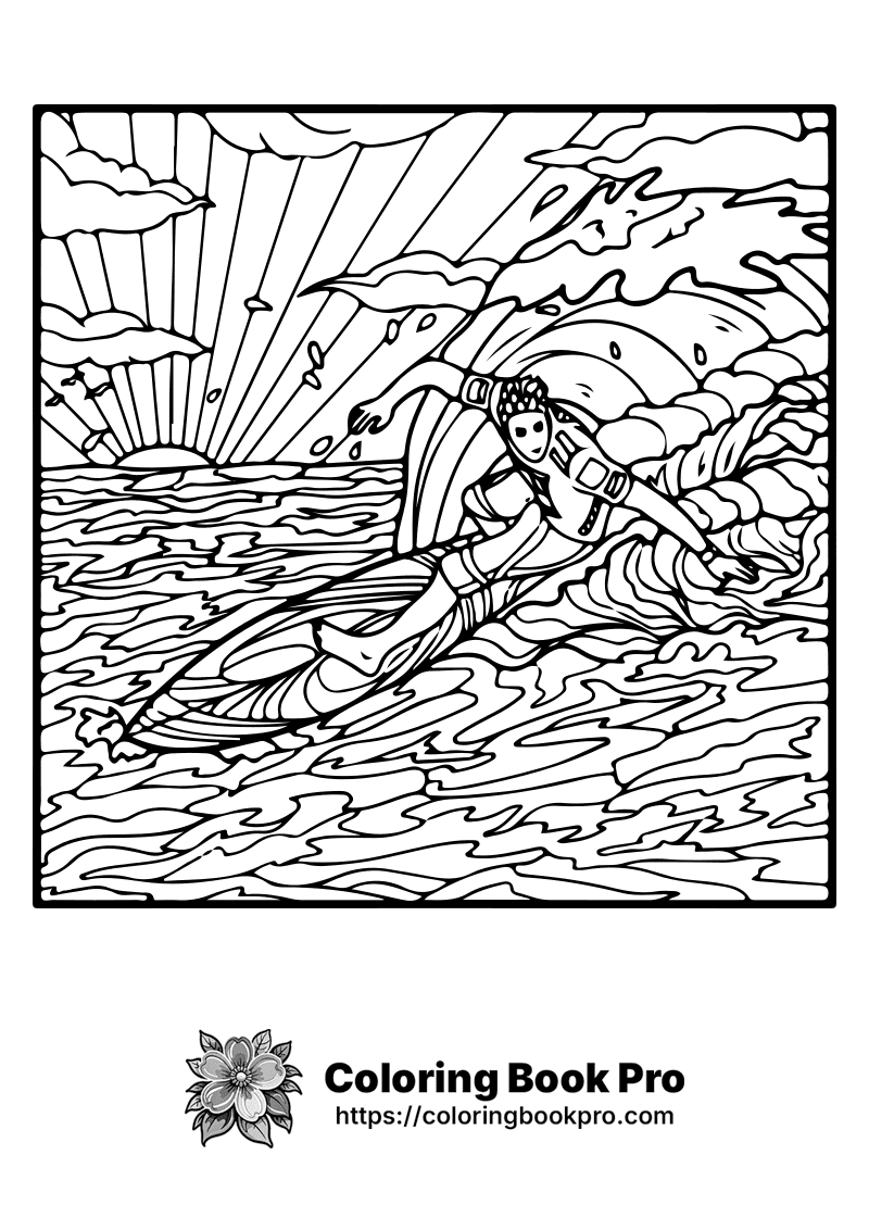 A black and white picture of a person surfing. icon