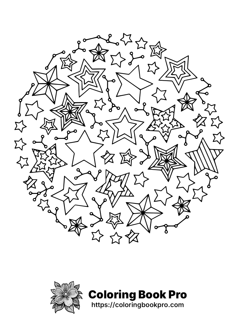 A black and white picture of a circle of stars. icon