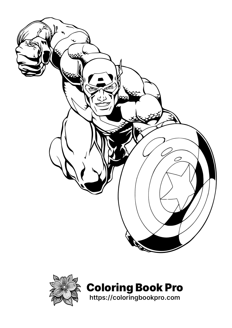 A black and white drawing of Captain America. icon