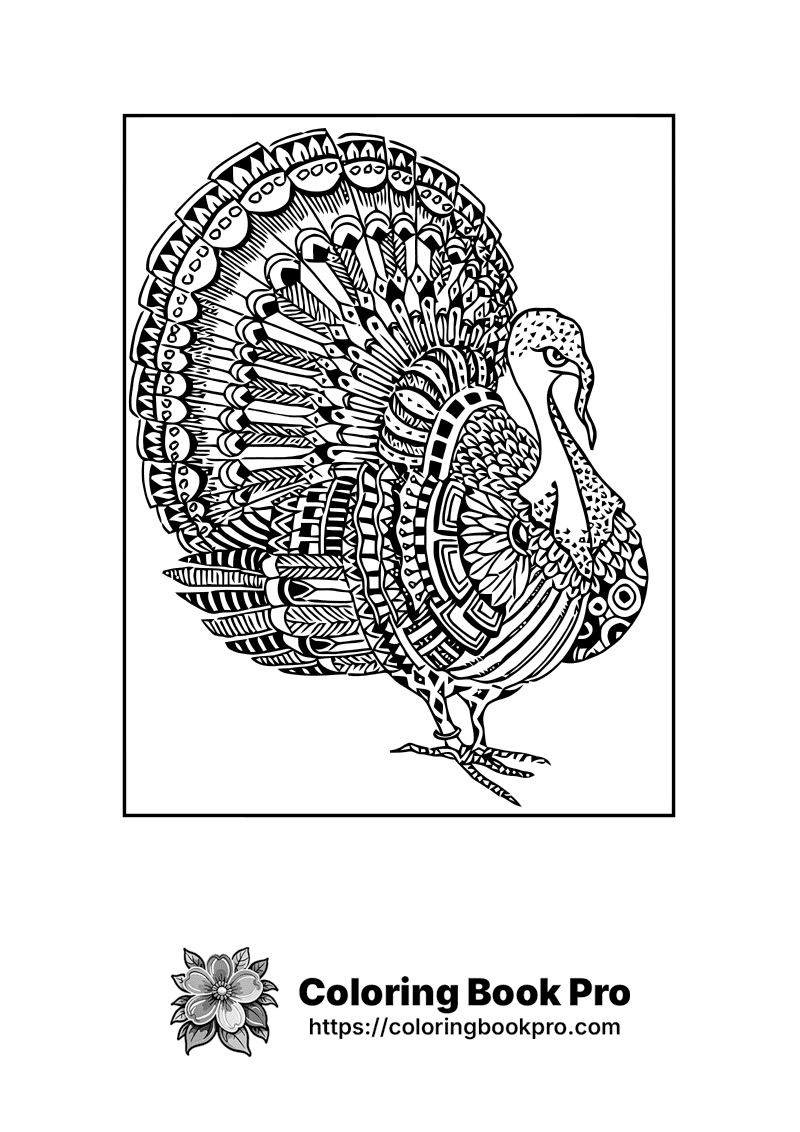 A black and white drawing of a turkey. icon