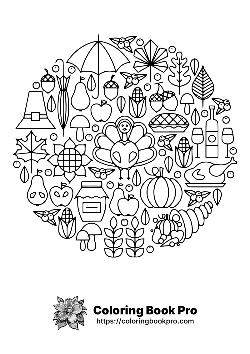 A black and white illustration of fruits and vegetables. icon
