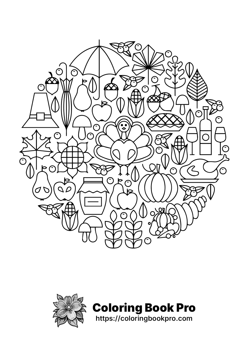 A black and white illustration of fruits and vegetables. icon