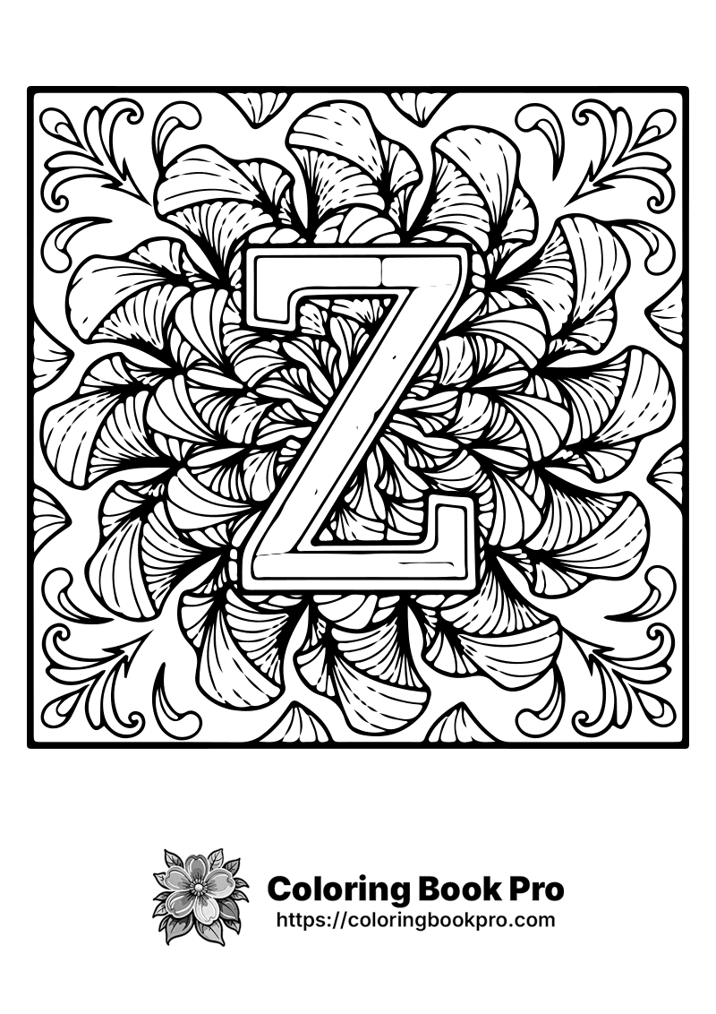 A coloring page with the letter Z on it | alphabet_195 | Alphabet and ...