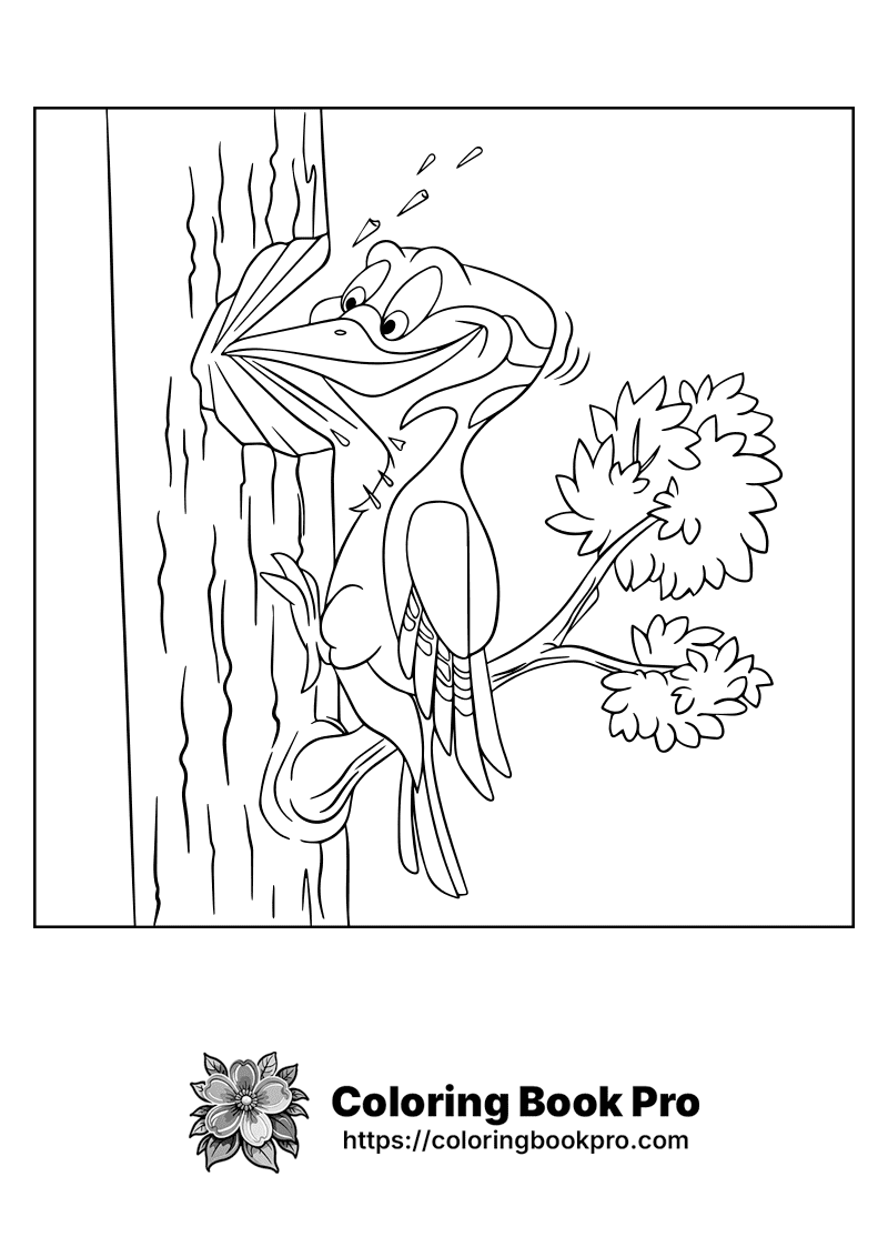 A bird sitting on a tree branch coloring page | animals_091 | Animals ...
