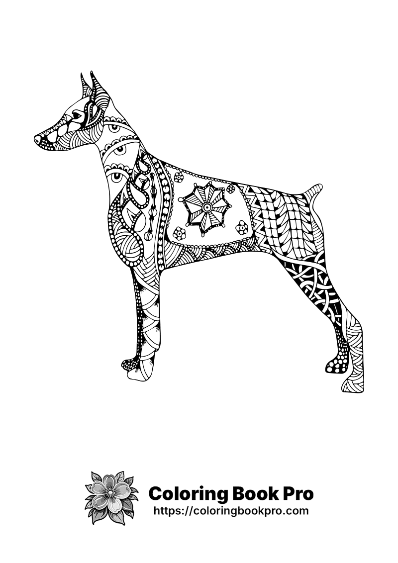 Decorative Dog Pattern Coloring Page - Free Printable - animals 337