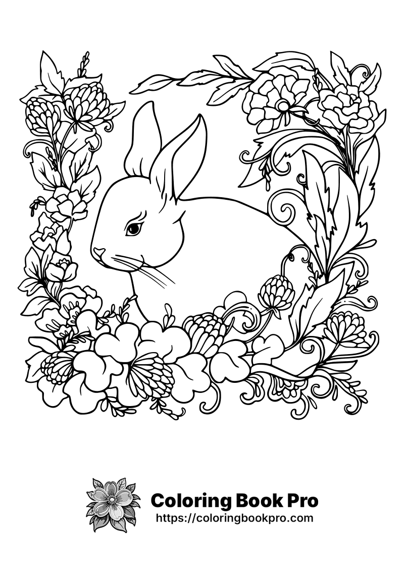 A rabbit surrounded by flowers in a wreath | animals_440 | Animals ...