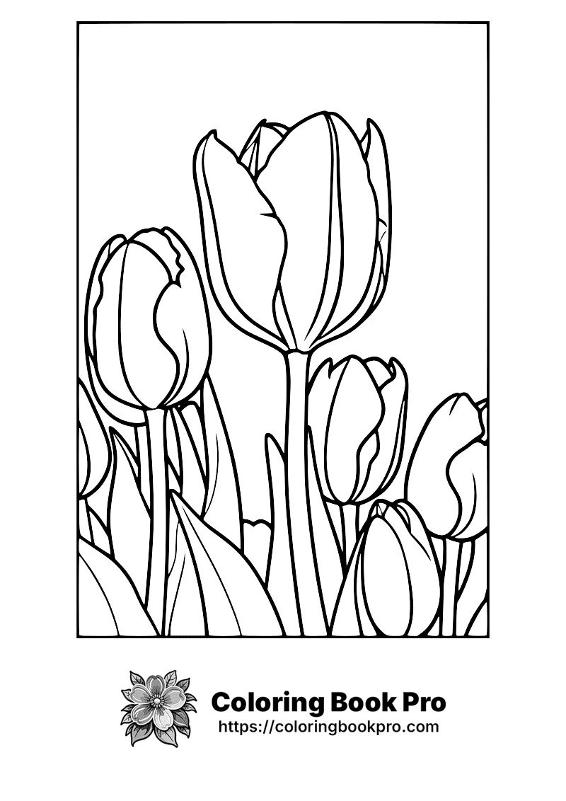 Bouquet of Tulips Coloring Page - Free Printable - flowers 800