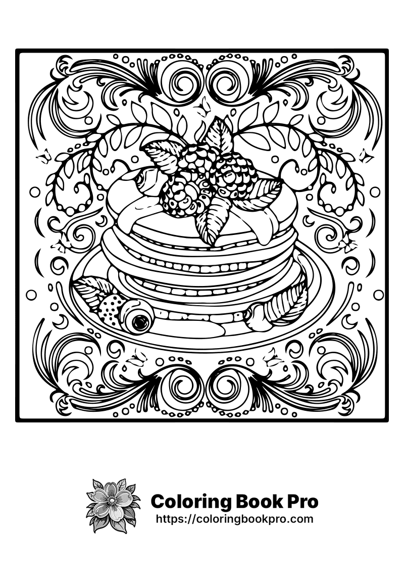 A black and white picture of a cake | food_401 | Food | Coloring Book Pro