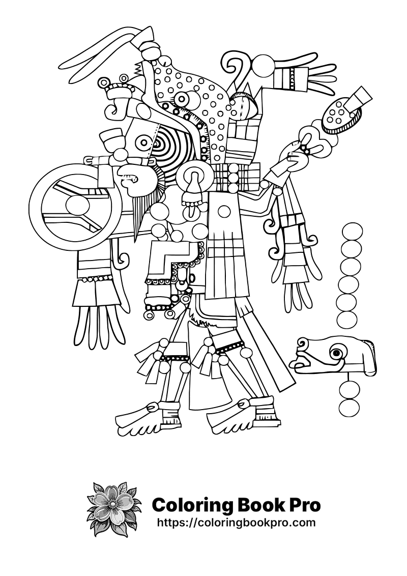 Aztec Warrior Coloring Page - Free Printable - mythology 02