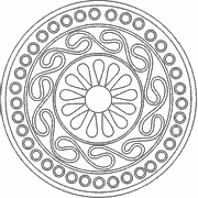 Mandala with floral and circular patterns coloring page
