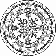 Ornate Mandala with Compass Design coloring page