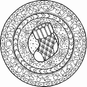 Christmas Stocking in a Decorative Circular Frame coloring page
