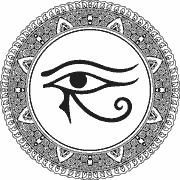 Eye of Horus surrounded by intricate mandala patterns coloring page