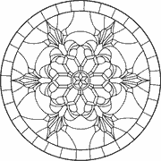 Circular floral mandala design coloring page