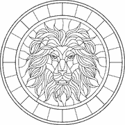Lion Head in Circular Frame coloring page