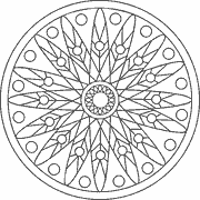 Circular Floral Pattern with Radiating Petals and Dots coloring page
