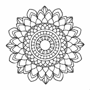 Mandala with intricate floral and geometric patterns coloring page