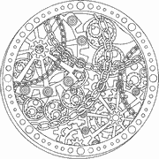 Intricate Mechanical Gears and Chains coloring page