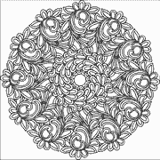 Floral mandala design with intricate swirls and petals coloring page