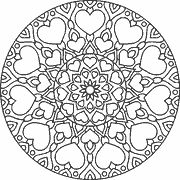 Mandala with Hearts and Flowers coloring page