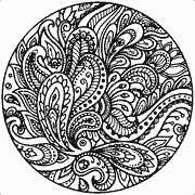 Abstract Circular Design with Swirls and Dots coloring page