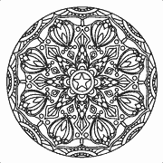 Mandala with intricate floral and geometric patterns coloring page