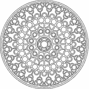 Circular mandala pattern with intricate geometric and floral designs coloring page