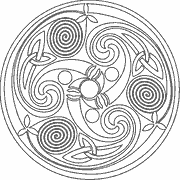Celtic Knotwork with Spirals and Leaves coloring page
