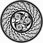 Celtic Knotwork with Swirls and Leaves coloring page