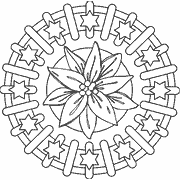 Mandala with Poinsettia Flower and Stars coloring page