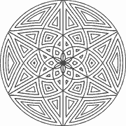 Symmetrical geometric mandala pattern coloring page