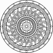 Intricate Circular Mandala Design with Geometric and Floral Patterns coloring page