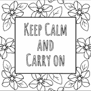 A coloring page with the phrase keep calm and carry on. Coloring Page icon messages_182